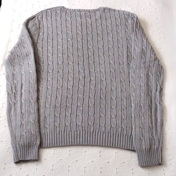 Jones New York Gray Cable Knit Sweater 100% Mercerized Cotton XL - Picture 2 of 7
